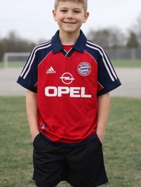 Vintage FC Bayern Munich Adidas Youth Soccer Jersey Red Opel Logo Size S/M